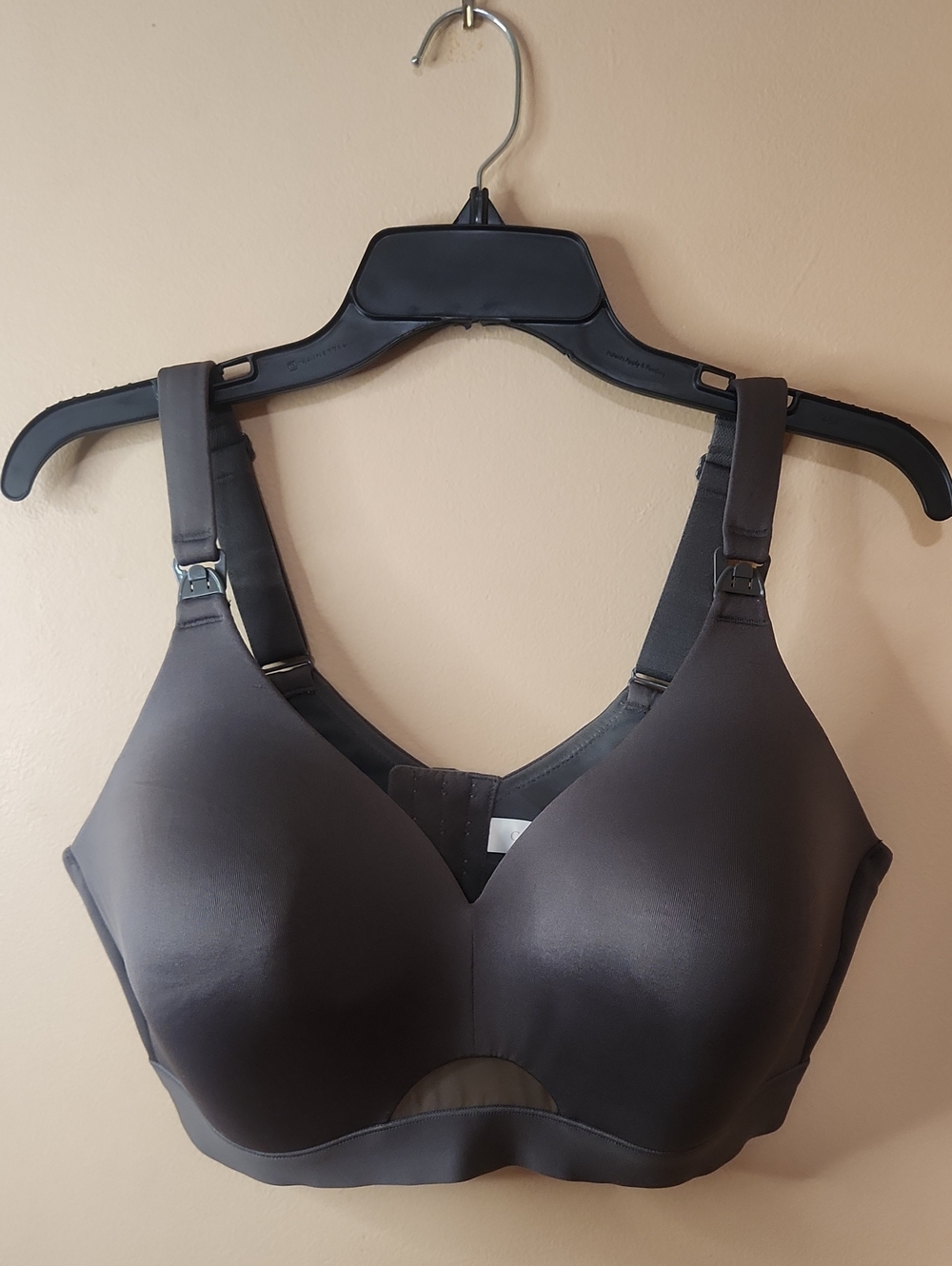 Cacique Lightly Lined Full Coverage No Wire Nursing Bra 40DD gray Mesh Cutout